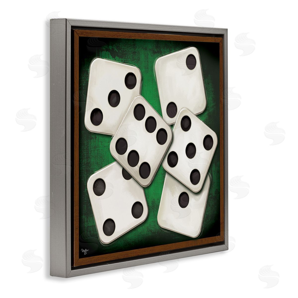 Mollie B. Dice on Casino Table Gray Floating Frame Canvas Wall Art Print