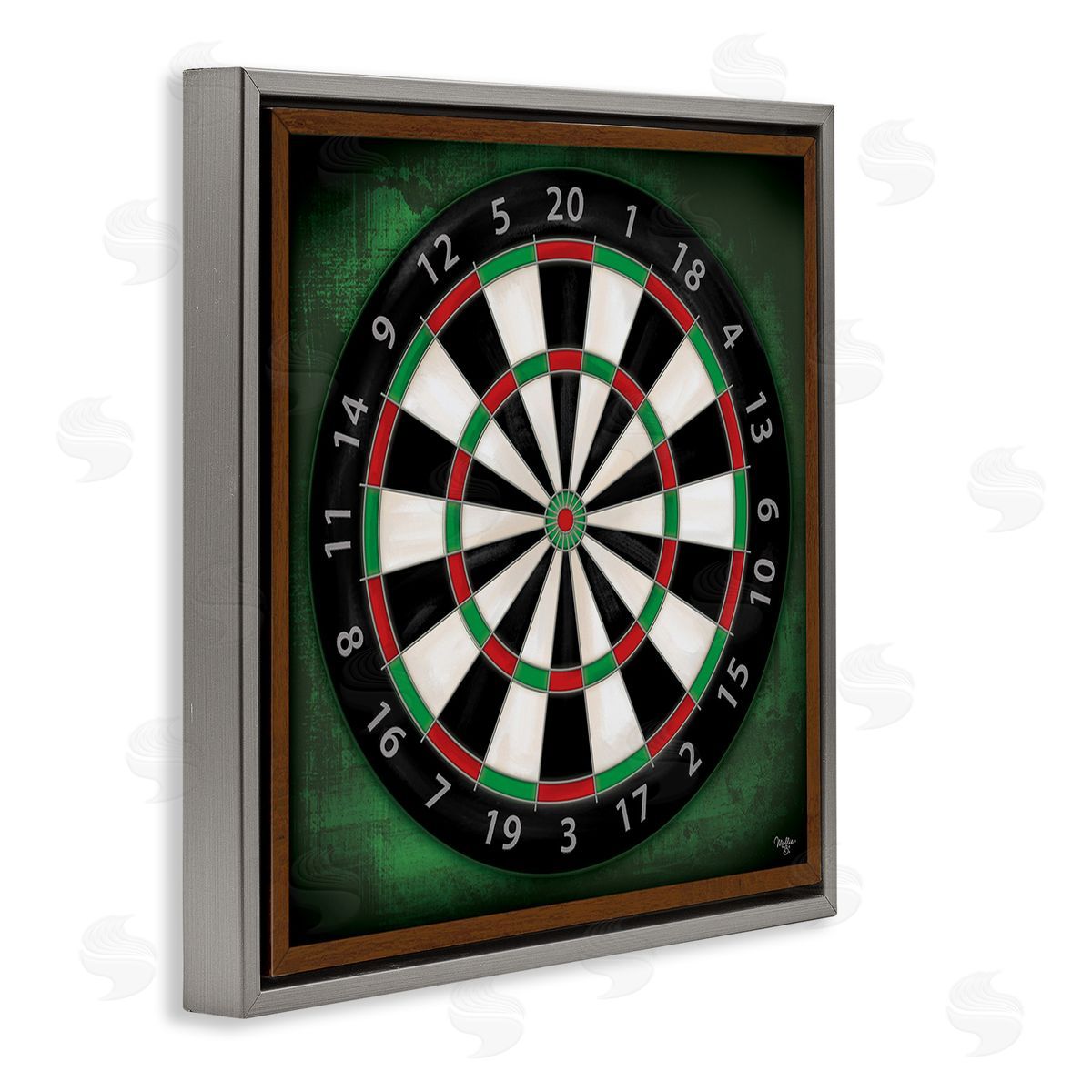 Mollie B. Traditional Darts Game Gray Floating Frame Canvas Wall Art Print