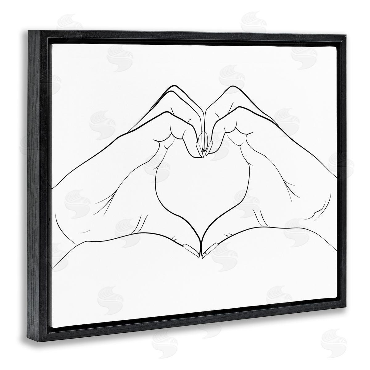 Martina Pavlova Heart Shape Hands Black Floating Frame Canvas Wall Art Print