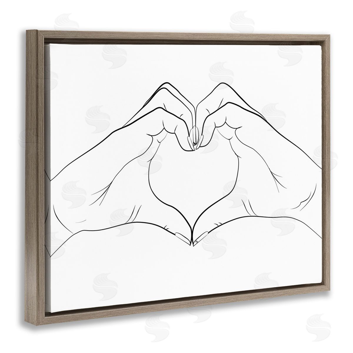 Martina Pavlova Heart Shape Hands Brown Floating Frame Canvas Wall Art Print