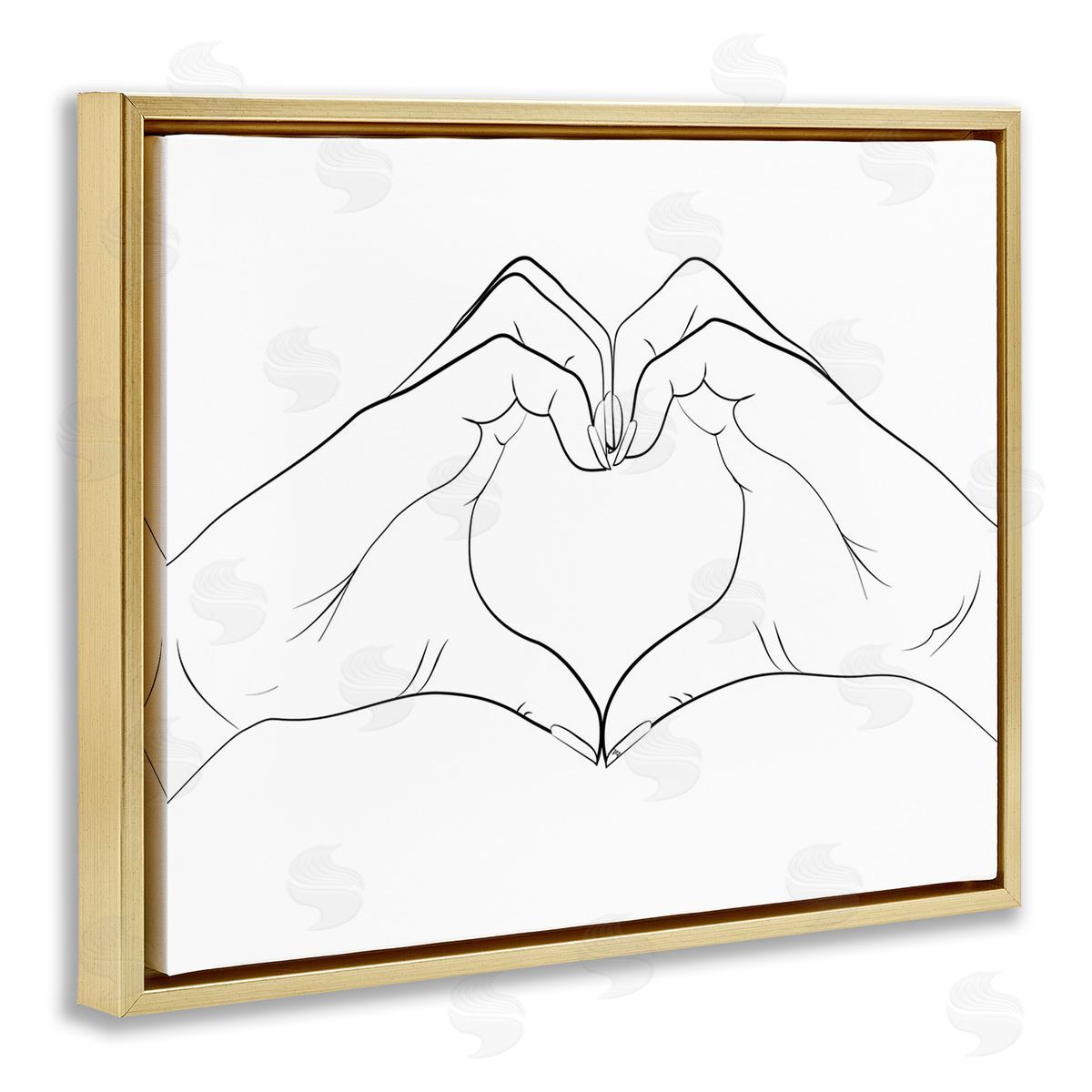Martina Pavlova Heart Shape Hands Gold Floating Frame Canvas Wall Art Print