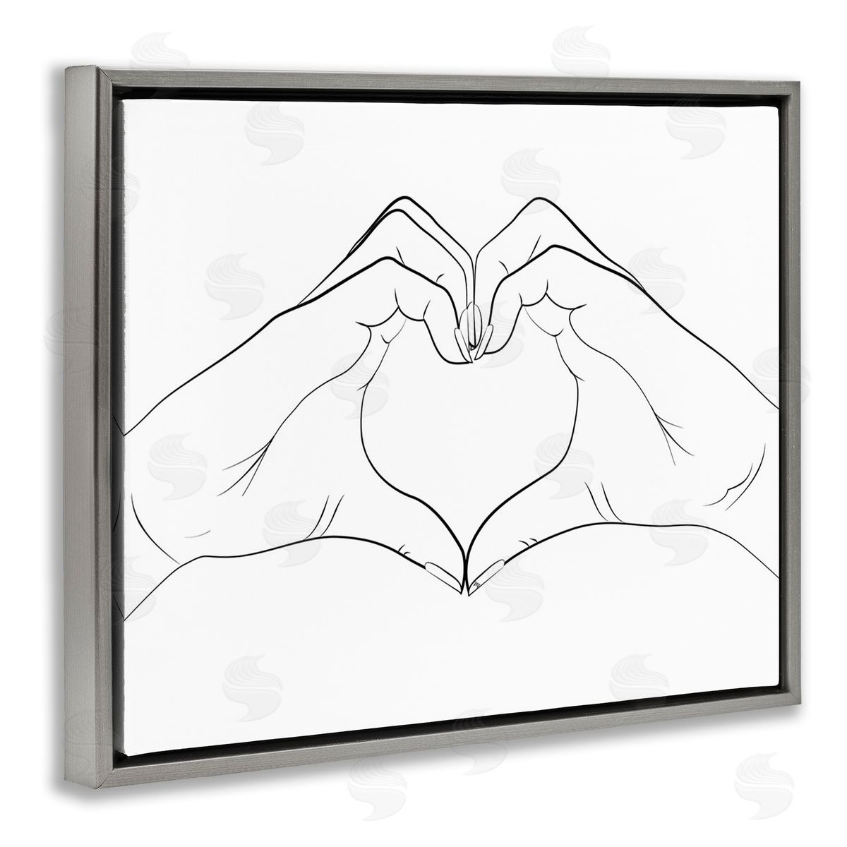 Martina Pavlova Heart Shape Hands Gray Floating Frame Canvas Wall Art Print