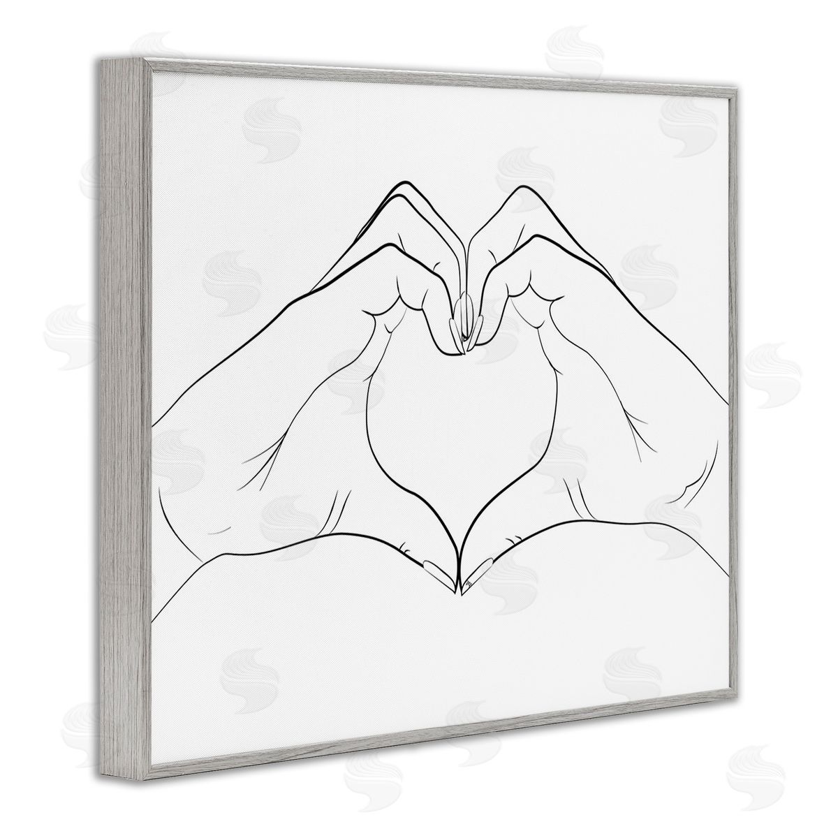 Martina Pavlova Heart Shape Hands Gray Framed Giclee Wall Art Print