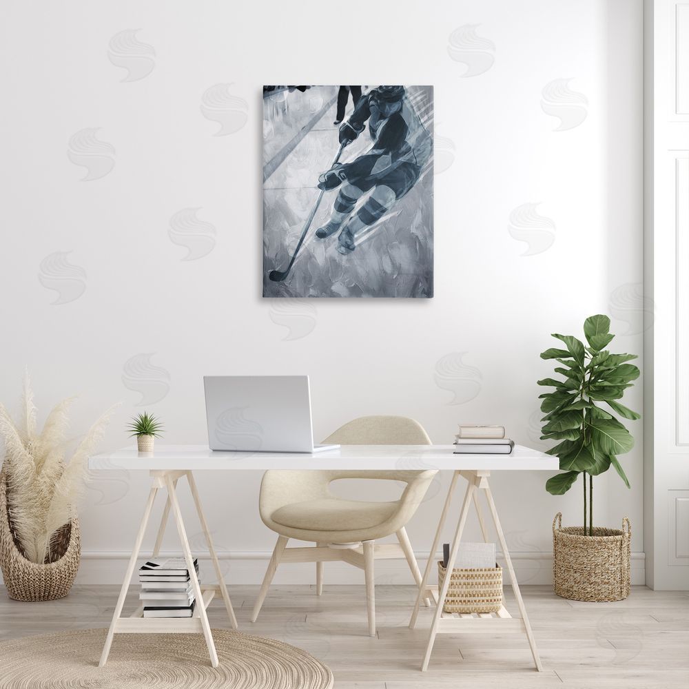 Milli Villa Abstract Hockey Player Canvas Wall Art Print in Room