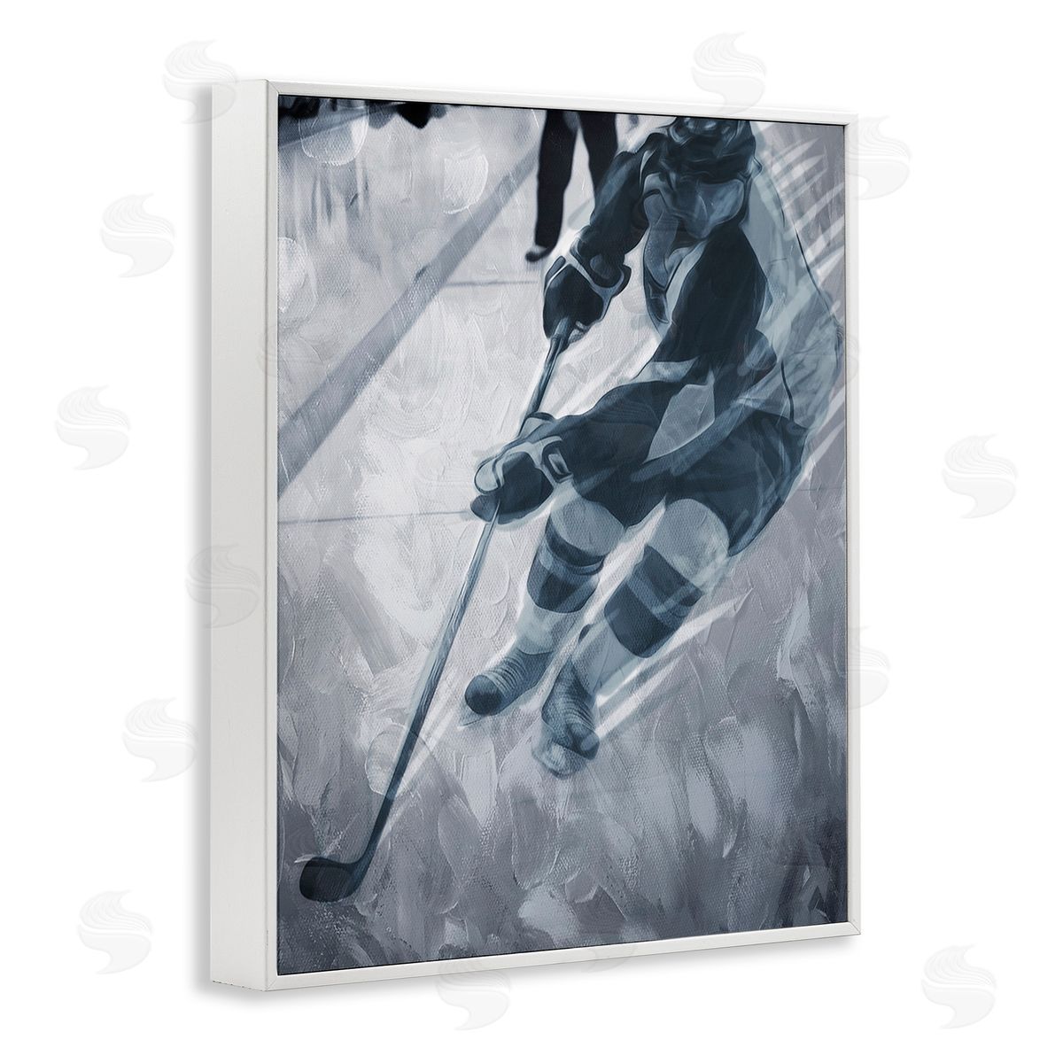 Milli Villa Abstract Hockey Player White Framed Giclee Wall Art Print