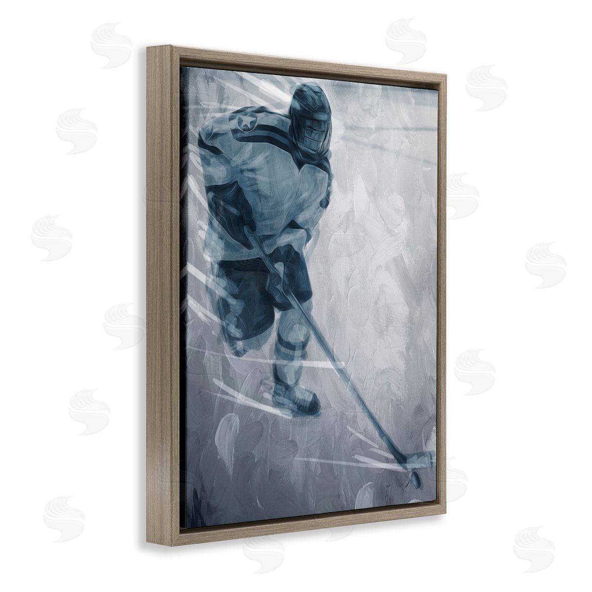 Milli Villa Hockey Player on Ice Brown Floating Frame Canvas Wall Art Print