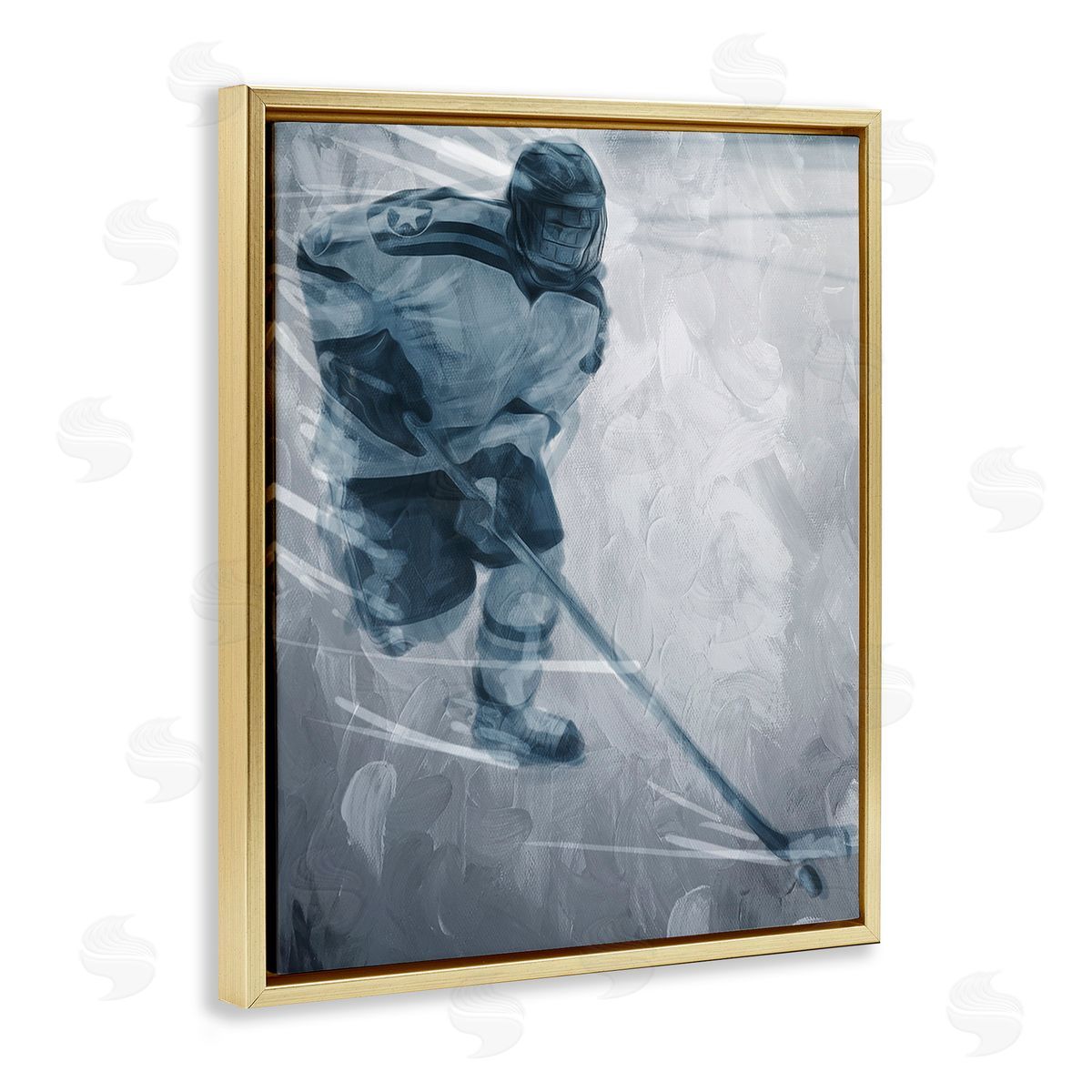 Milli Villa Hockey Player on Ice Gold Floating Frame Canvas Wall Art Print