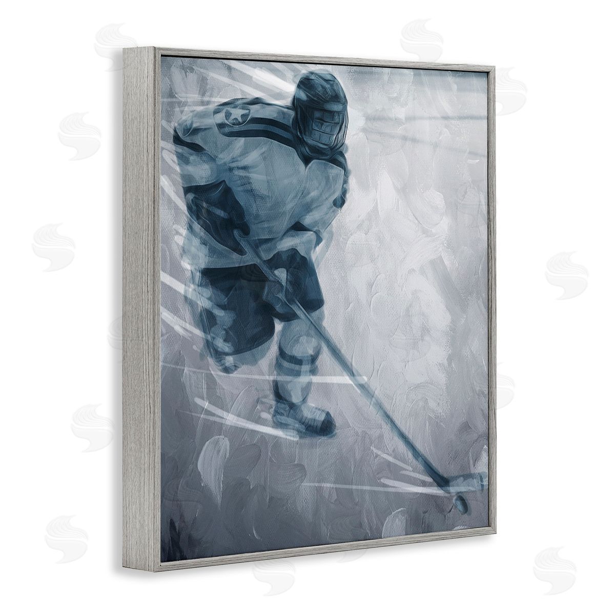 Milli Villa Hockey Player on Ice Gray Framed Giclee Wall Art Print