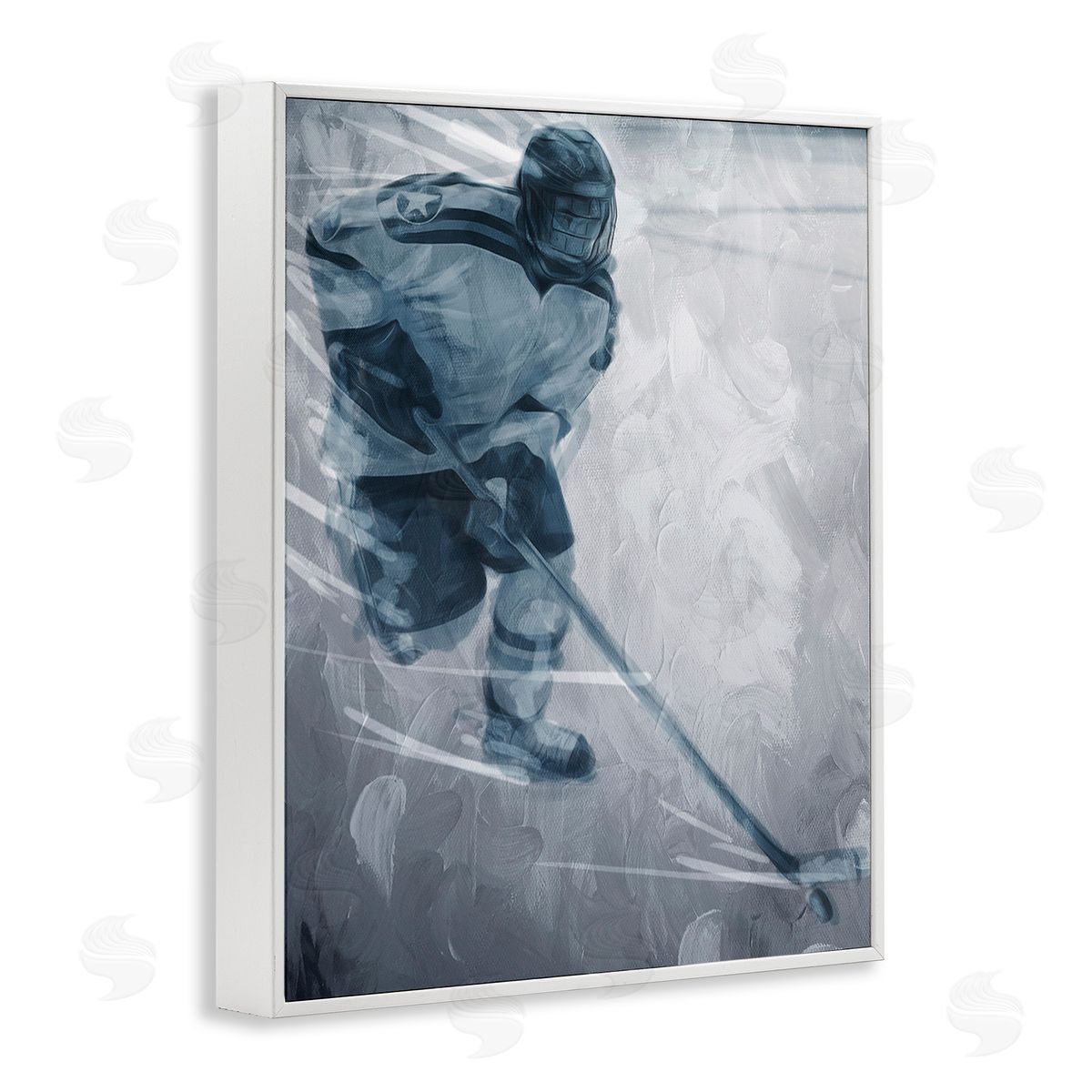 Milli Villa Hockey Player on Ice White Framed Giclee Wall Art Print