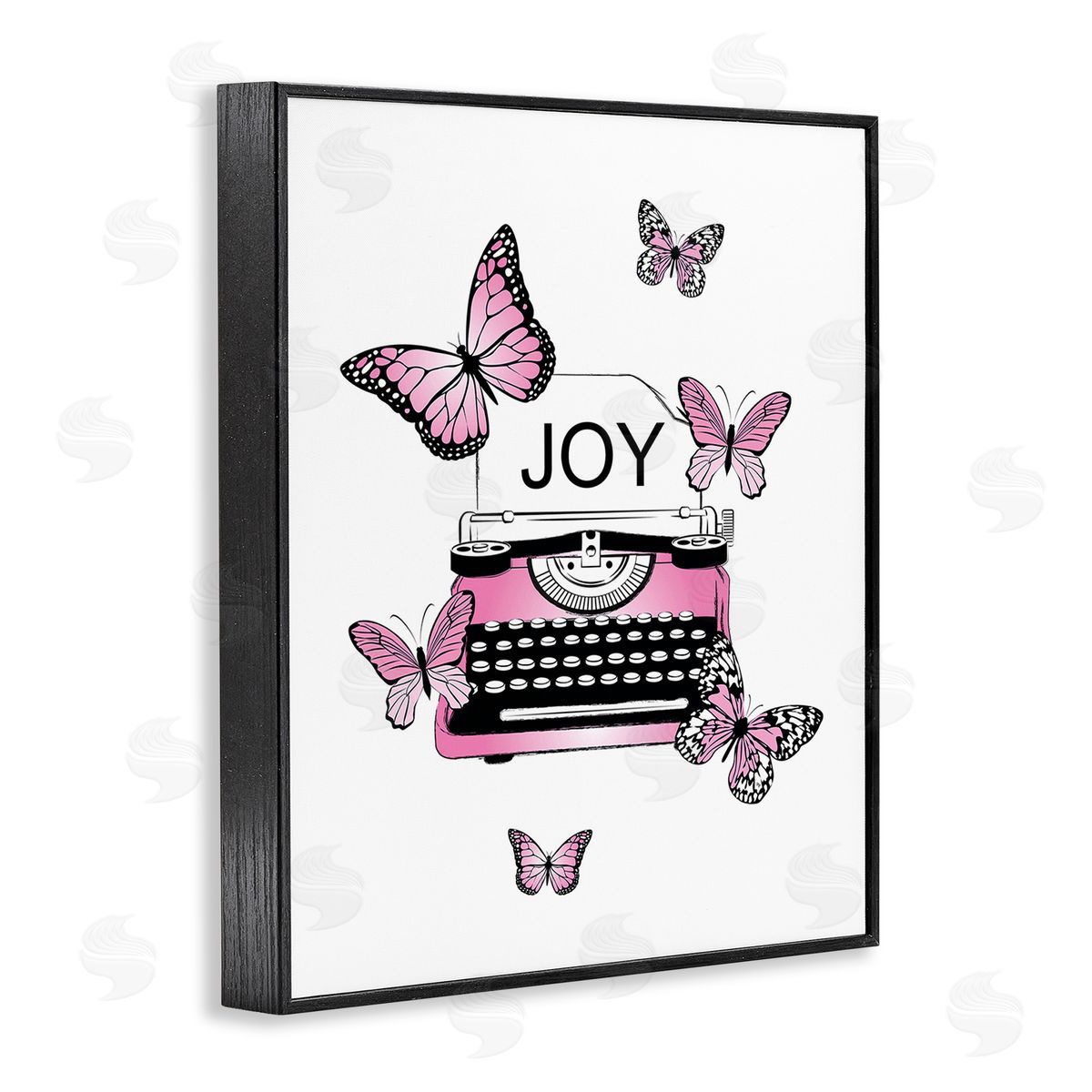 Martina Pavlova Typewriter with Joy Black Framed Giclee Wall Art Print