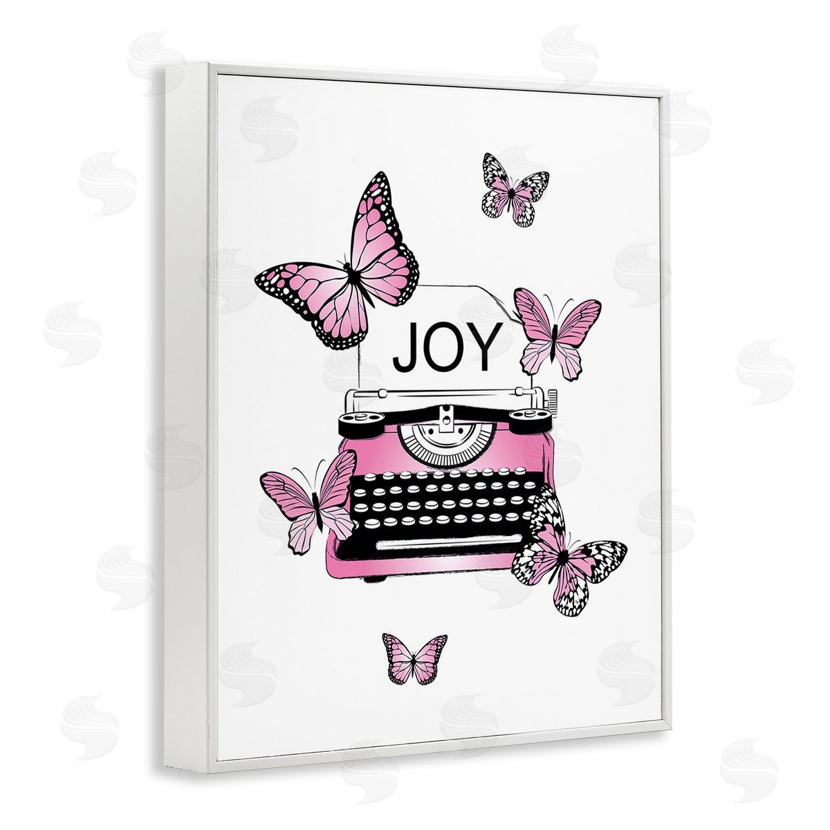 Martina Pavlova Typewriter with Joy White Framed Giclee Wall Art Print