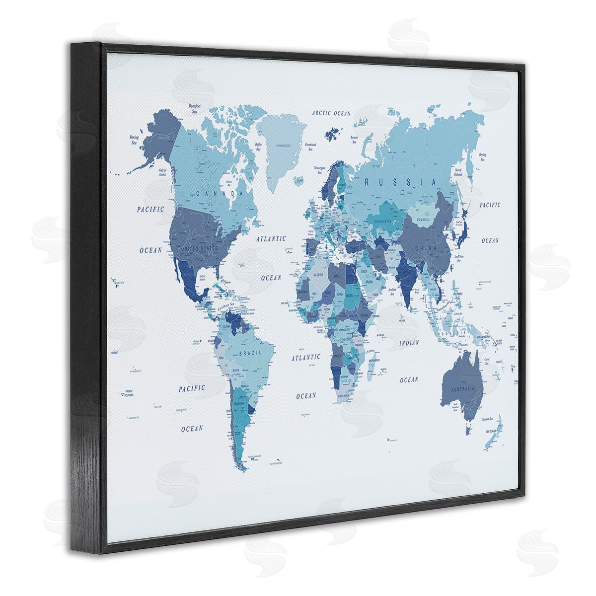 Urban Epiphany Traditional Blue Map Black Framed Giclee Wall Art Print