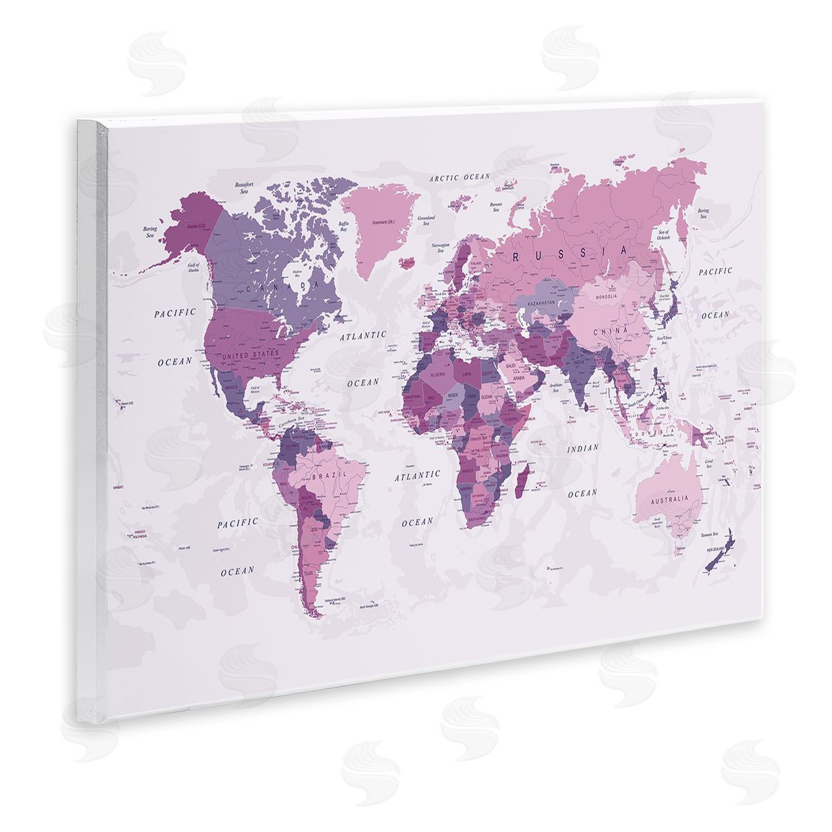Urban Epiphany Detailed Pink World Map Wooden Wall Plaque Art Print