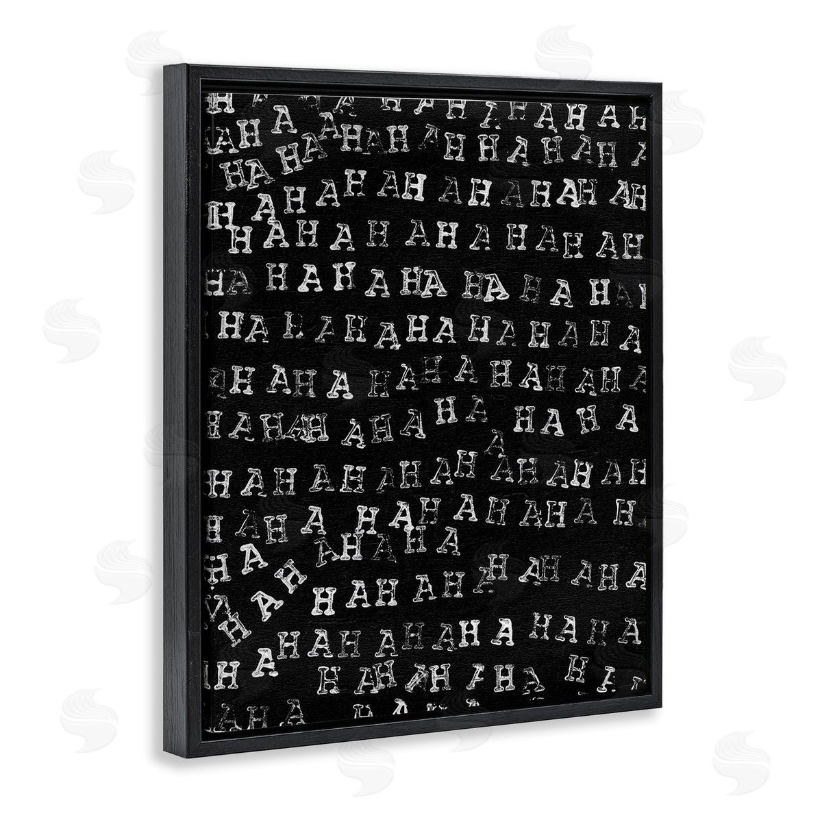 Jodi Fuchs Haha Typography Pattern Black Floating Frame Canvas Wall Art Print