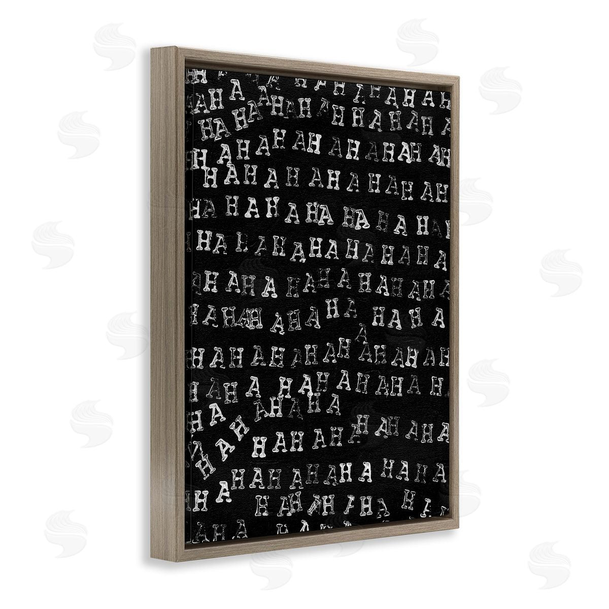 Jodi Fuchs Haha Typography Pattern Brown Floating Frame Canvas Wall Art Print