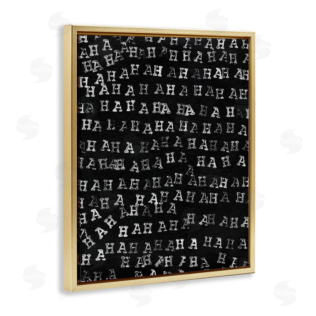 Jodi Fuchs Haha Typography Pattern Gold Floating Frame Canvas Wall Art Print