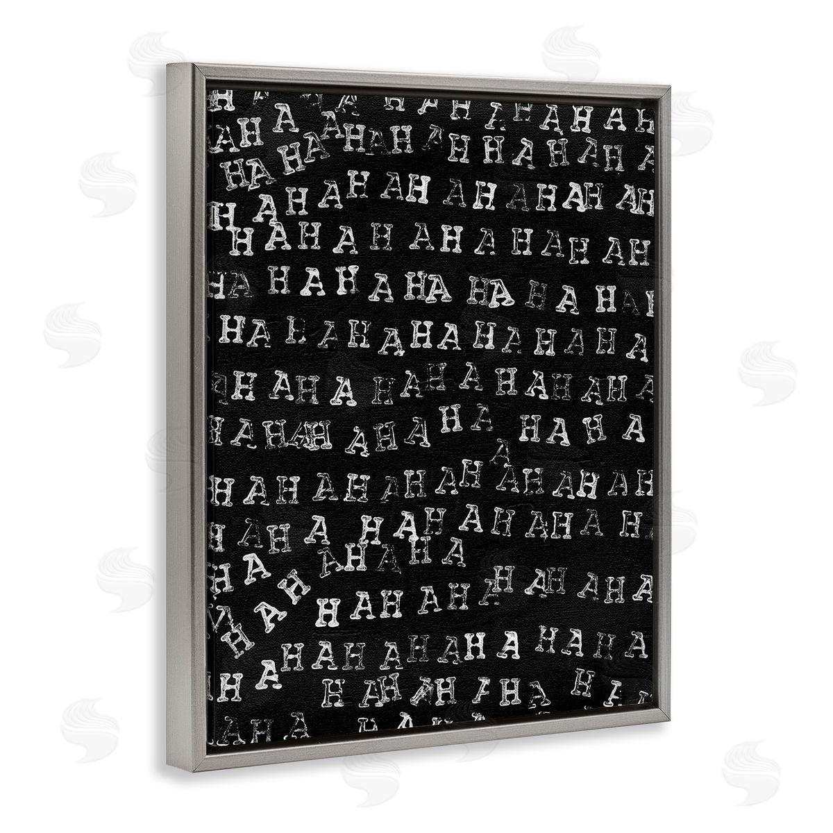 Jodi Fuchs Haha Typography Pattern Gray Floating Frame Canvas Wall Art Print
