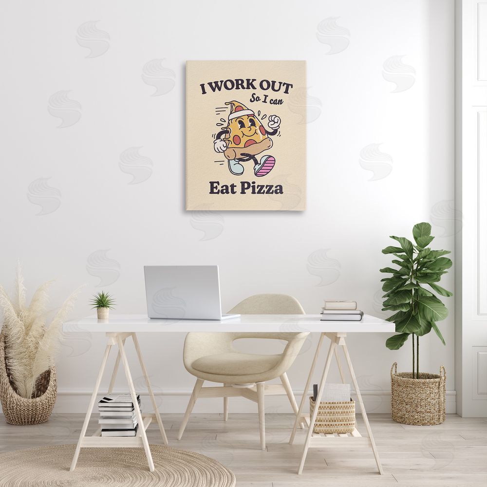 Victoria Barnes Work Out To Eat Pizza Canvas Wall Art Print in Room