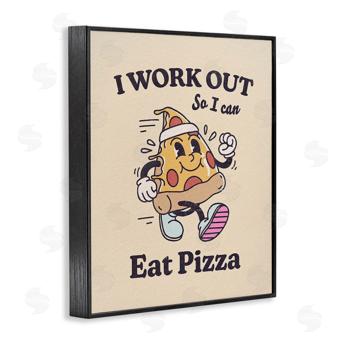Victoria Barnes Work Out To Eat Pizza Black Framed Giclee Wall Art Print