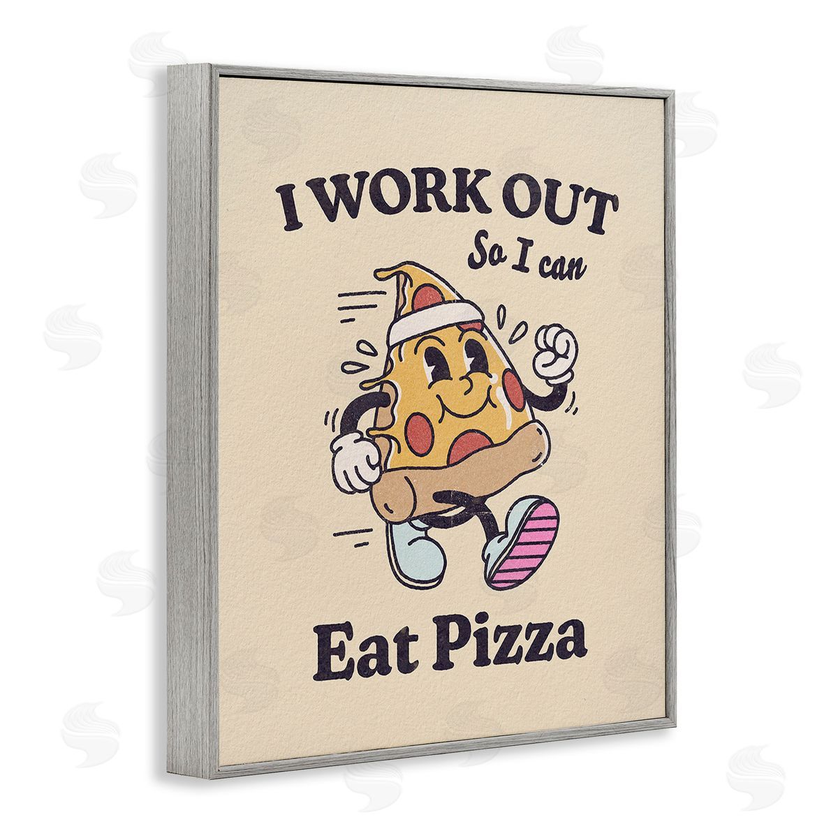 Victoria Barnes Work Out To Eat Pizza Gray Framed Giclee Wall Art Print