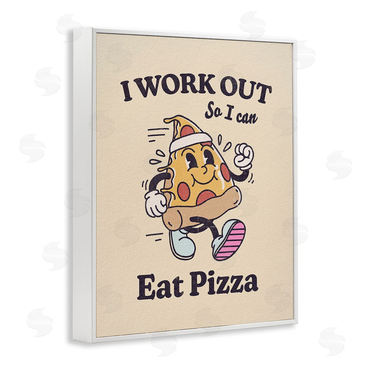 Victoria Barnes Work Out To Eat Pizza White Framed Giclee Wall Art Print