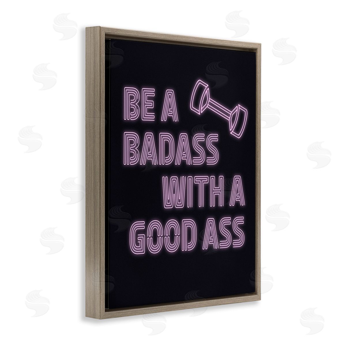 Victoria Barnes Bad*ss With Good A** Brown Floating Frame Canvas Wall Art Print