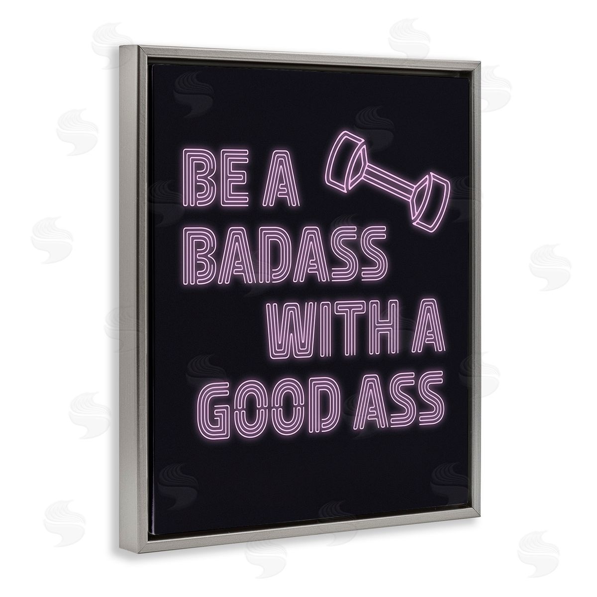 Victoria Barnes Bad*ss With Good A** Gray Floating Frame Canvas Wall Art Print