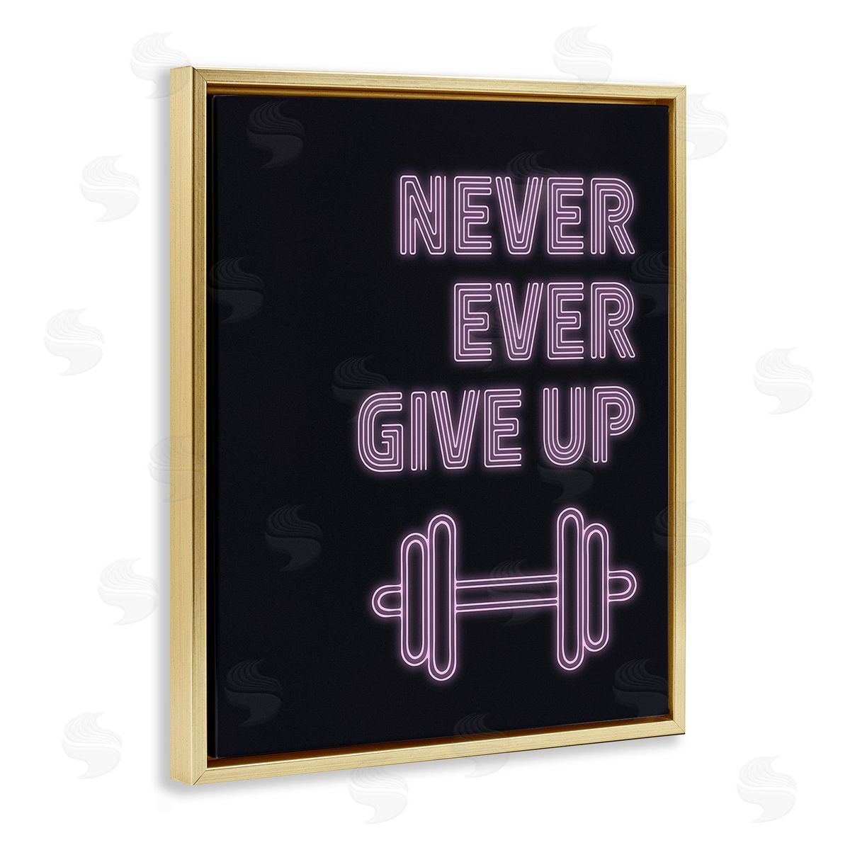 Victoria Barnes Never Ever Give Up Gold Floating Frame Canvas Wall Art Print