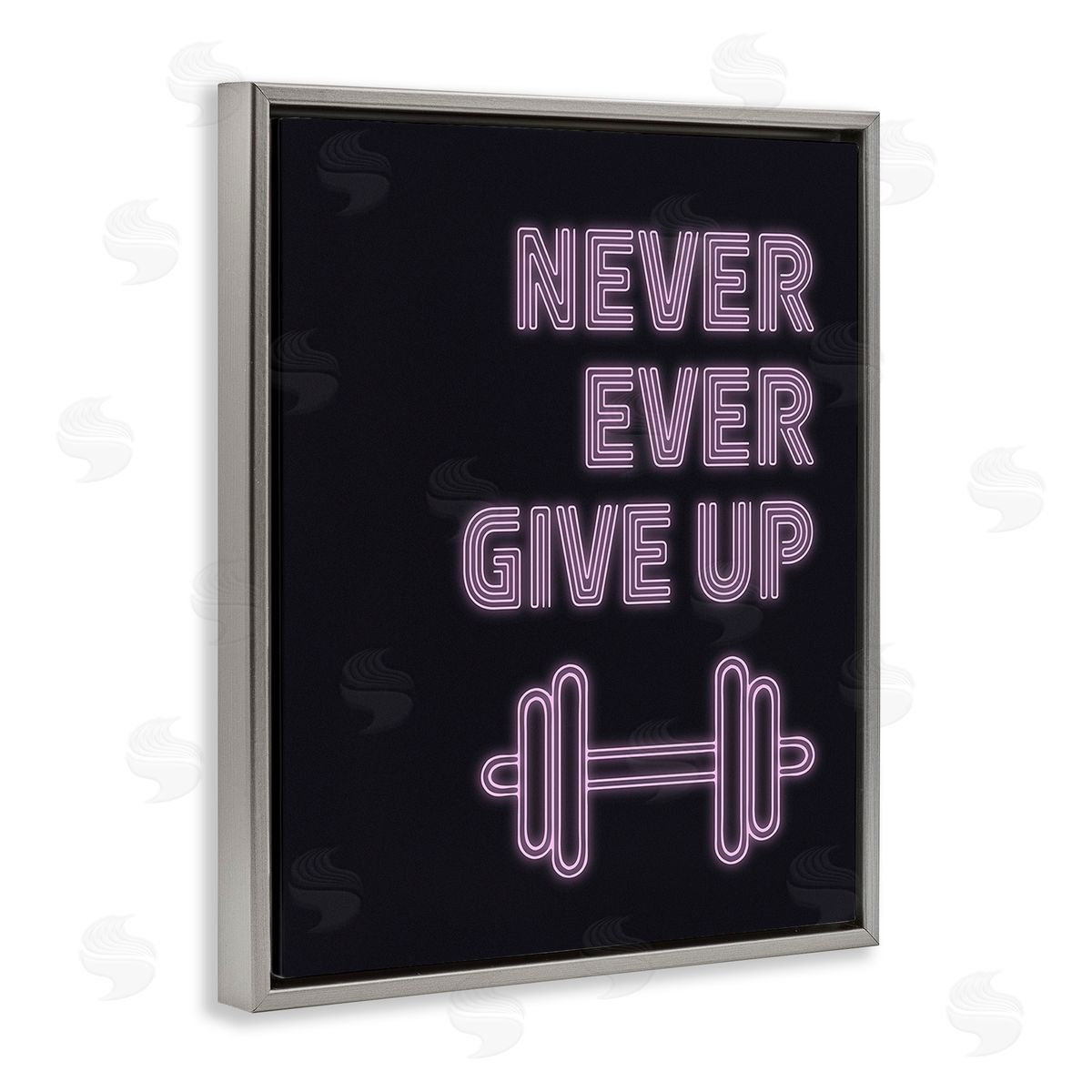 Victoria Barnes Never Ever Give Up Gray Floating Frame Canvas Wall Art Print