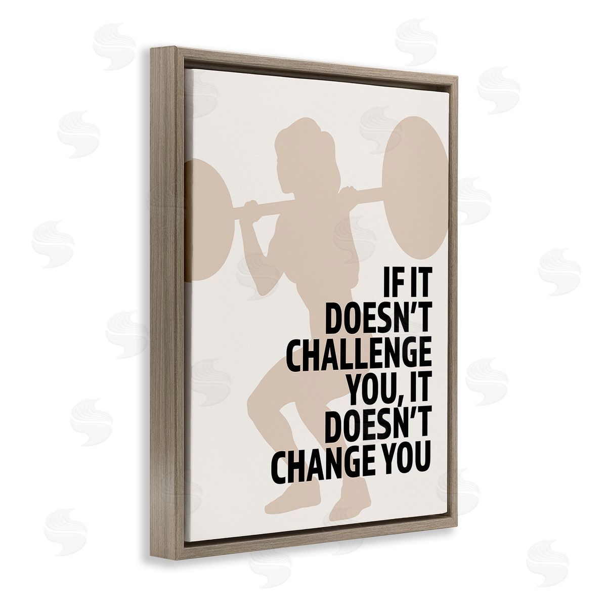 Victoria Barnes Motivational Challenge Workout Brown Floating Frame Canvas Wall Art Print
