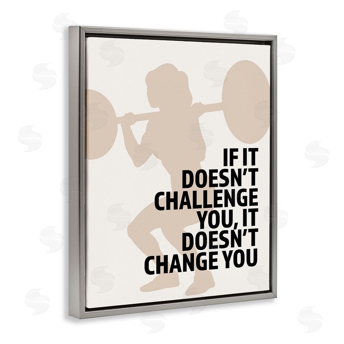 Victoria Barnes Motivational Challenge Workout Gray Floating Frame Canvas Wall Art Print