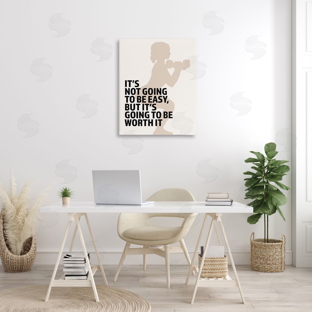 Victoria Barnes Not Easy But Worth It Canvas Wall Art Print in Room