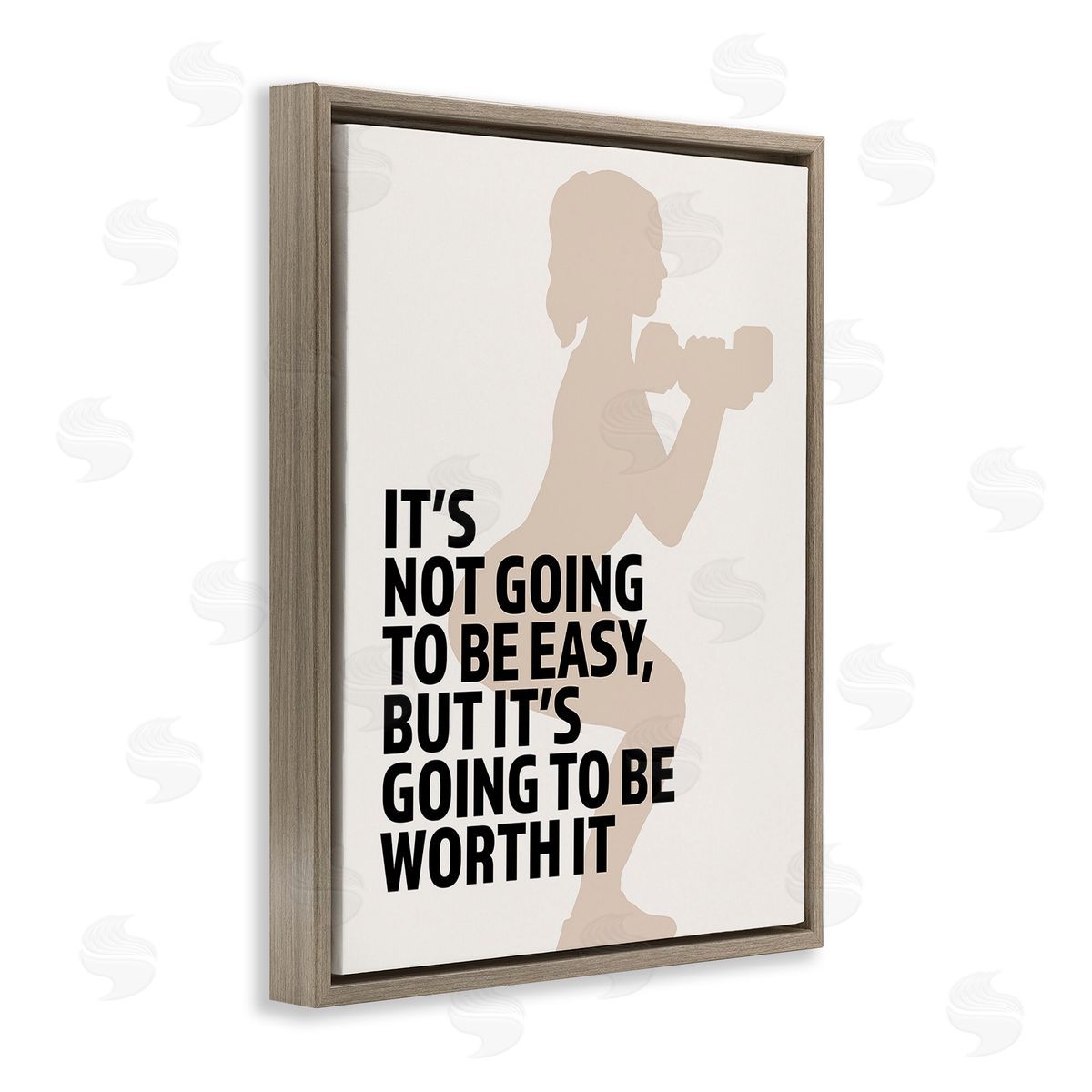 Victoria Barnes Not Easy But Worth It Brown Floating Frame Canvas Wall Art Print