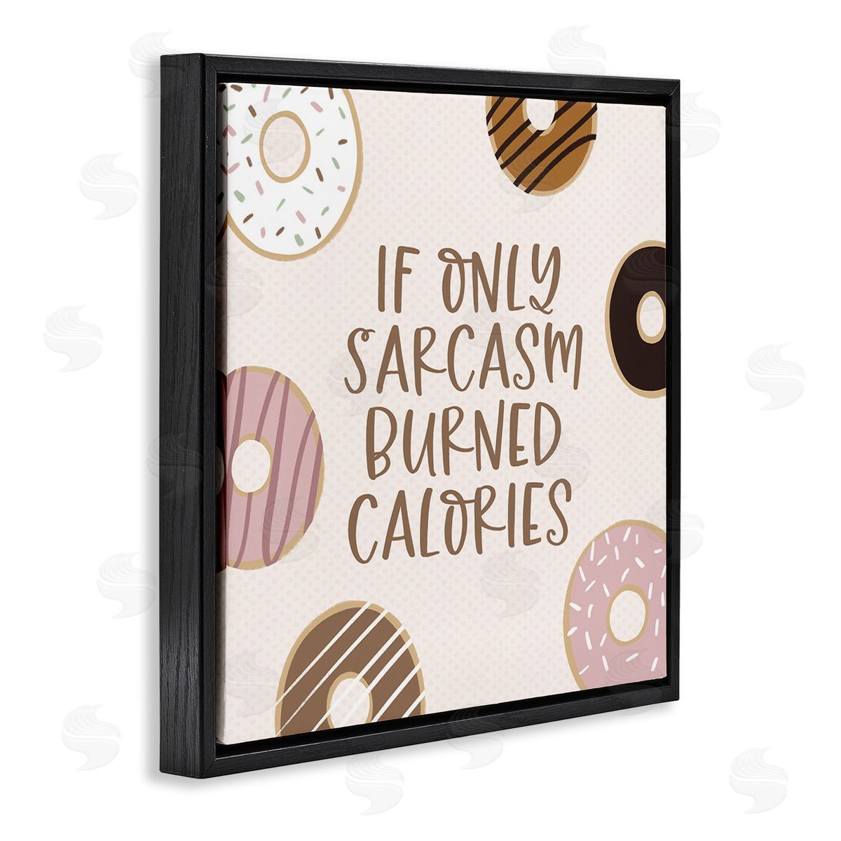 Lady Louise Designs Sassy Sarcasm Burning Calories Black Floating Frame Canvas Wall Art Print