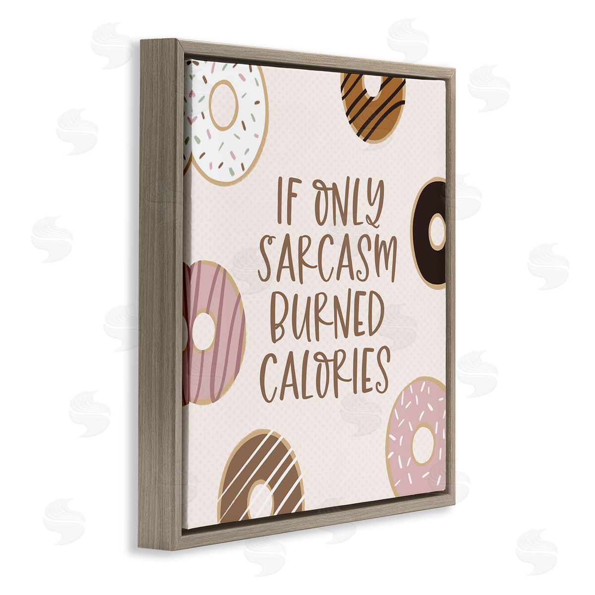 Lady Louise Designs Sassy Sarcasm Burning Calories Brown Floating Frame Canvas Wall Art Print
