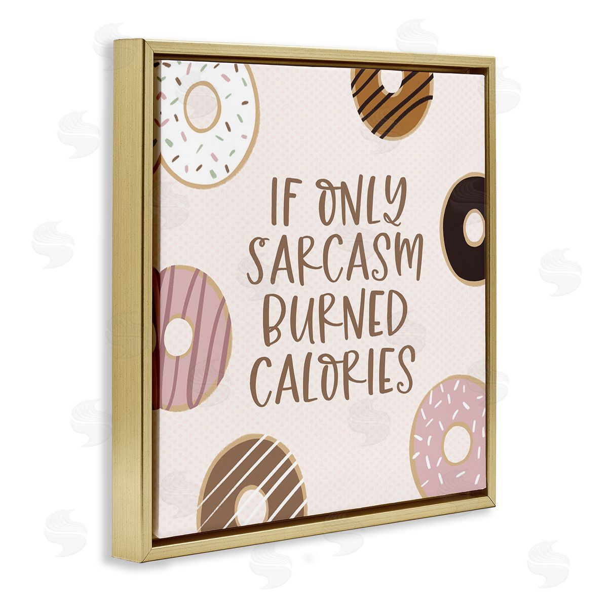 Lady Louise Designs Sassy Sarcasm Burning Calories Gold Floating Frame Canvas Wall Art Print