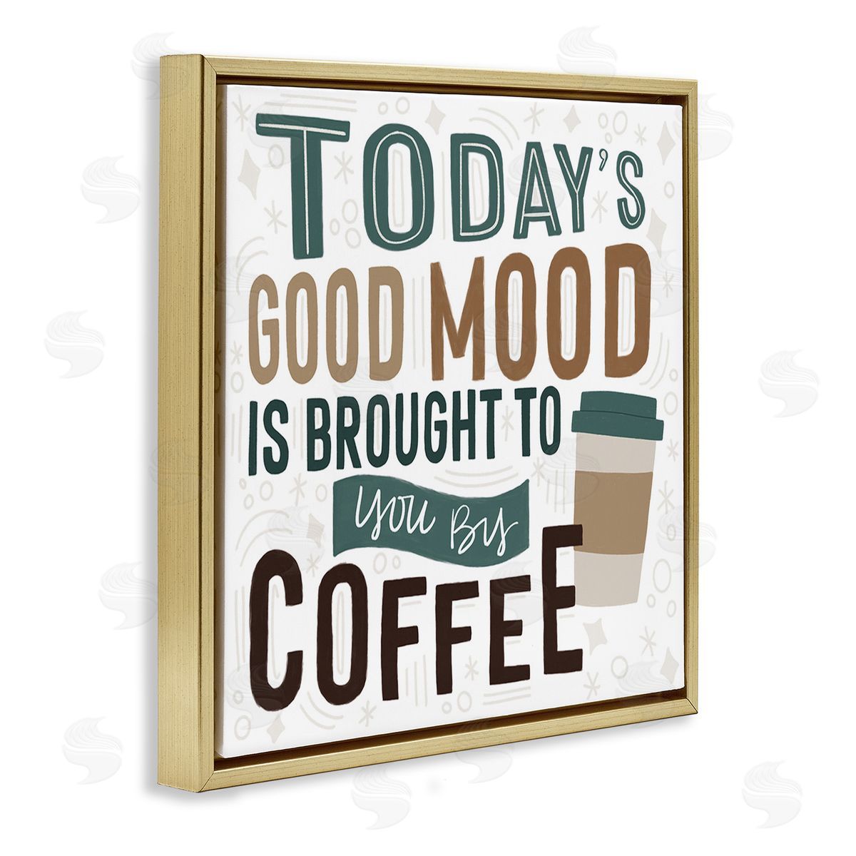 Lady Louise Designs Good Mood By Coffee Gold Floating Frame Canvas Wall Art Print