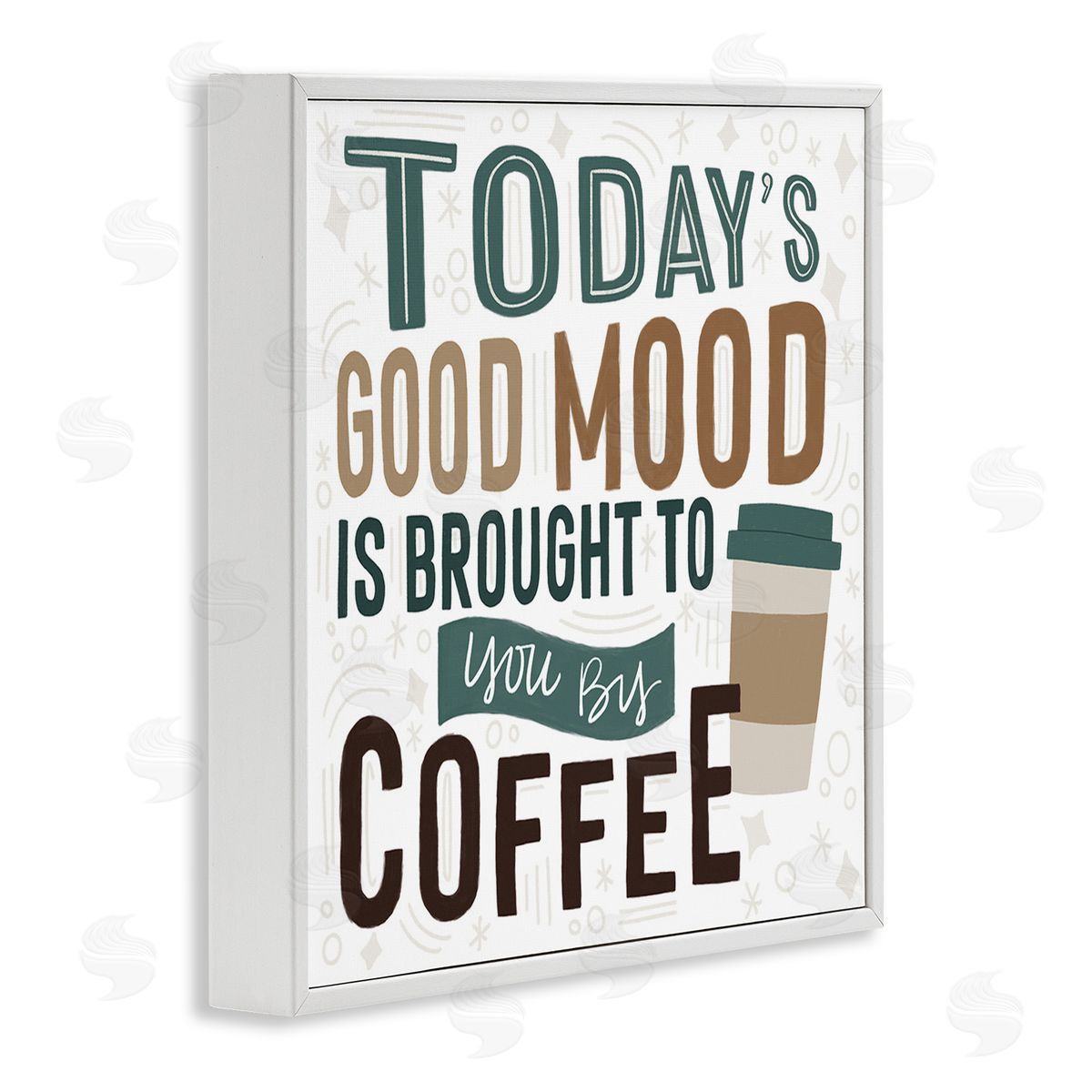 Lady Louise Designs Good Mood By Coffee White Framed Giclee Wall Art Print