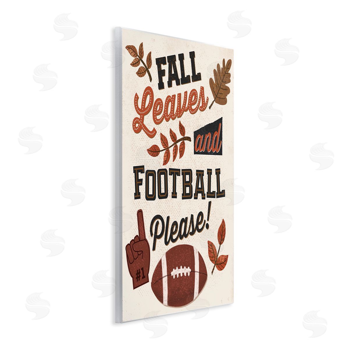 Diane Labombarbe Fall Leaves & Football Wooden Wall Plaque Art Print