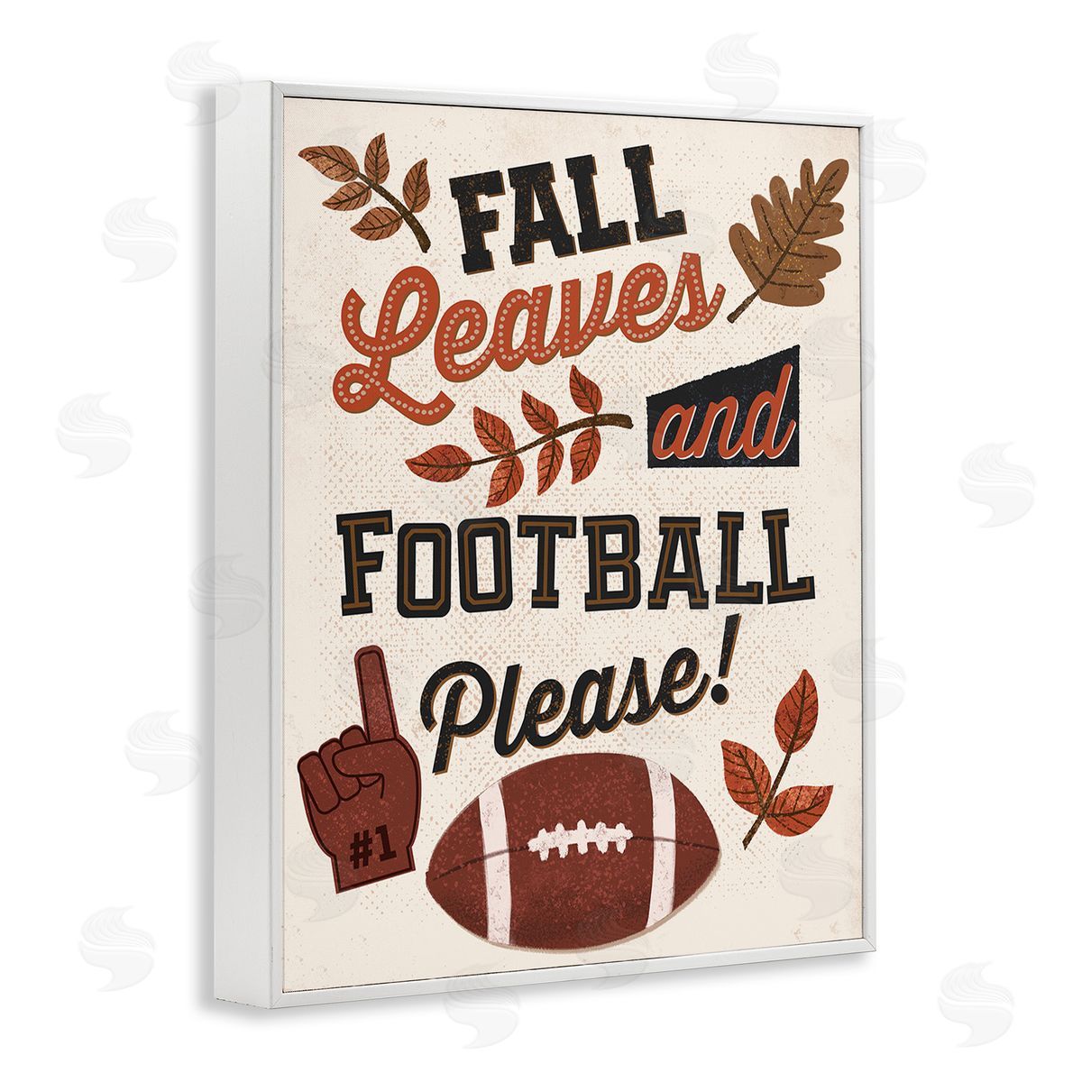 Diane Labombarbe Fall Leaves & Football White Framed Giclee Wall Art Print