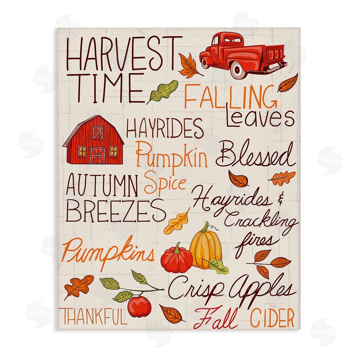 Diane Labombarbe Harvest Time Phrases Canvas Wall Art Print