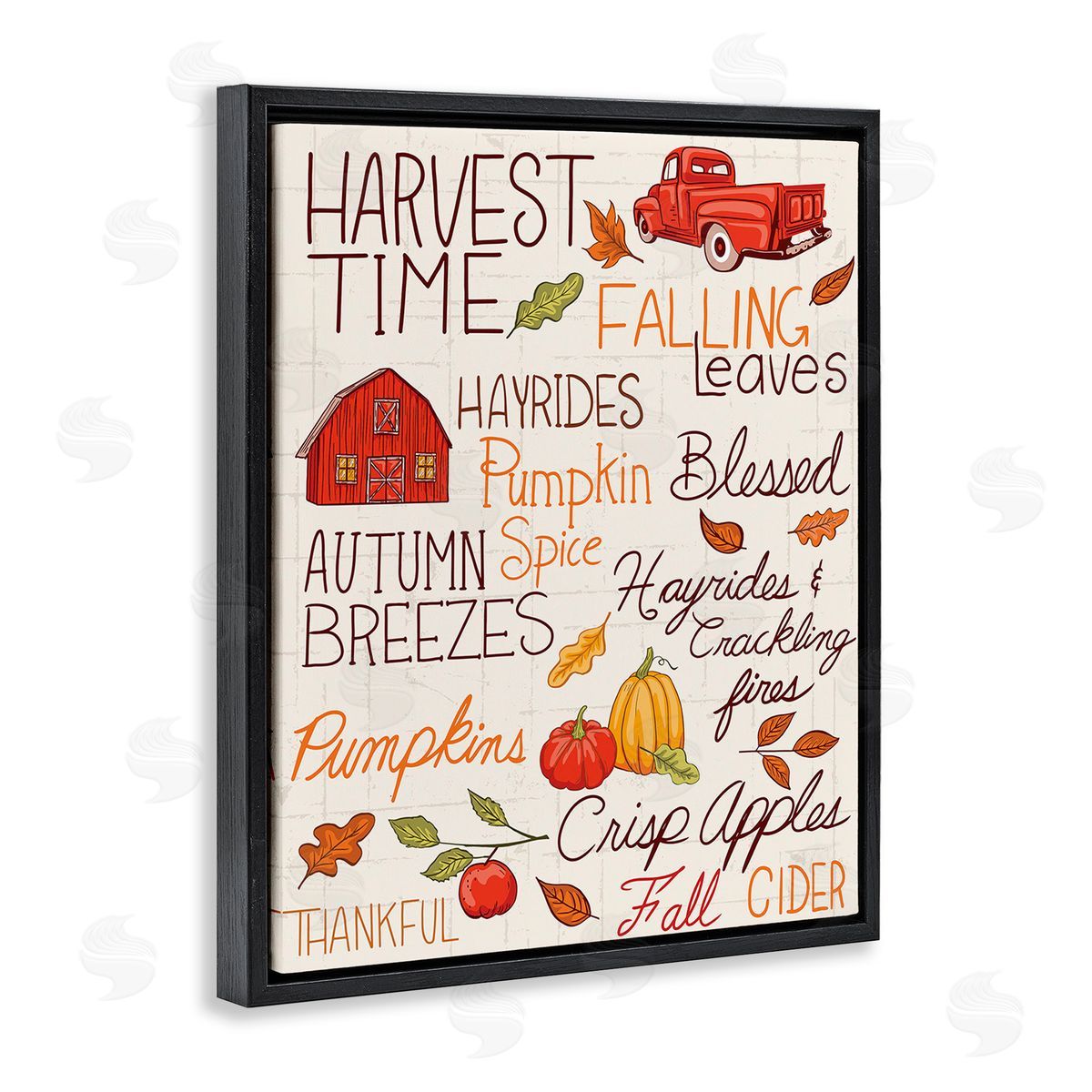 Diane Labombarbe Harvest Time Phrases Black Floating Frame Canvas Wall Art Print