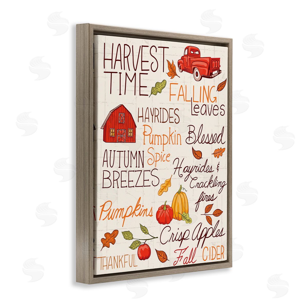 Diane Labombarbe Harvest Time Phrases Brown Floating Frame Canvas Wall Art Print