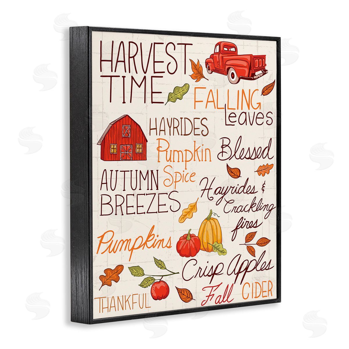 Diane Labombarbe Harvest Time Phrases Black Framed Giclee Wall Art Print