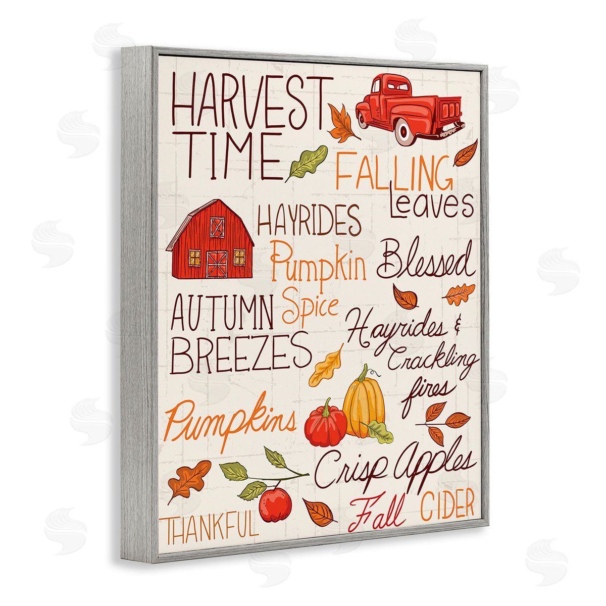 Diane Labombarbe Harvest Time Phrases Gray Framed Giclee Wall Art Print