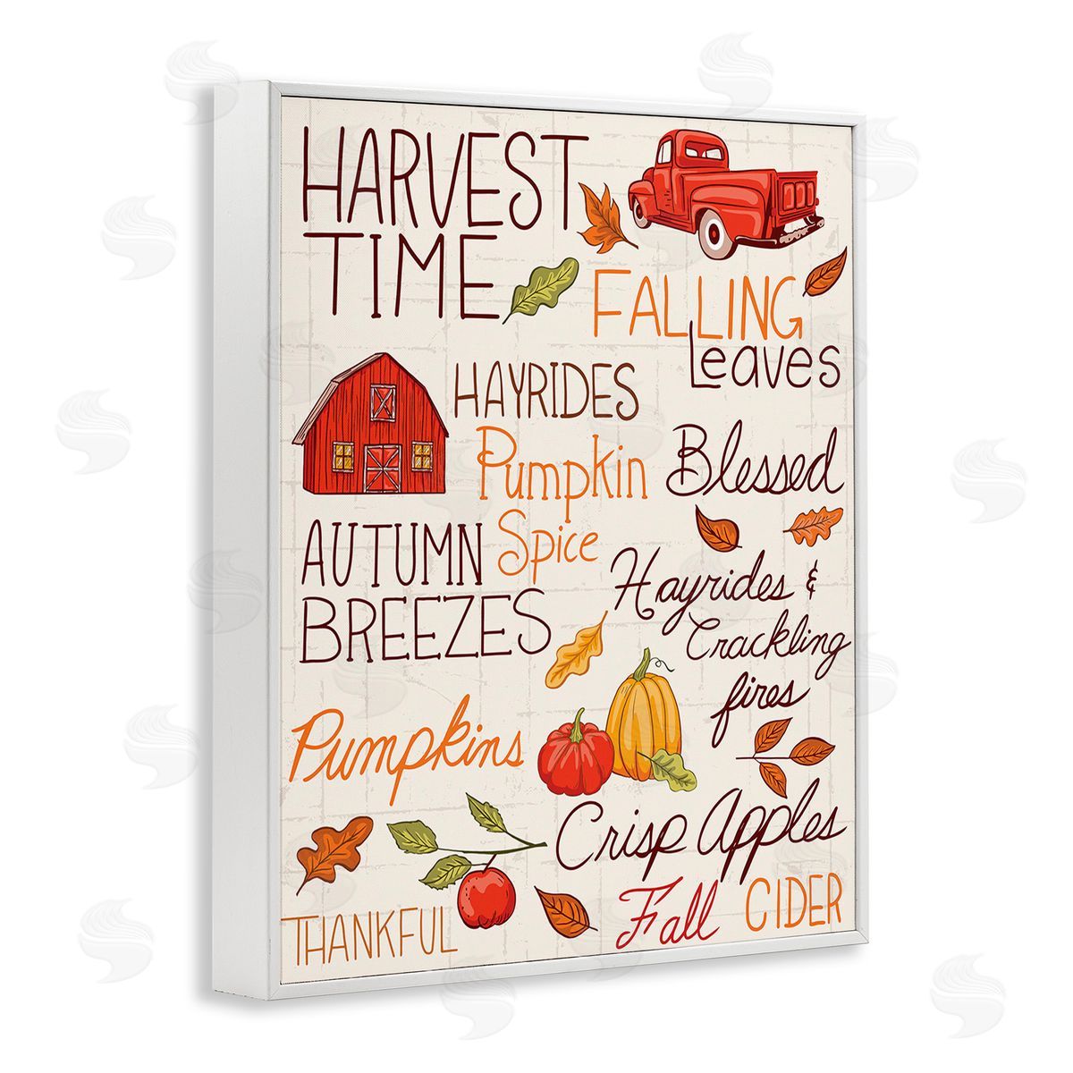 Diane Labombarbe Harvest Time Phrases White Framed Giclee Wall Art Print