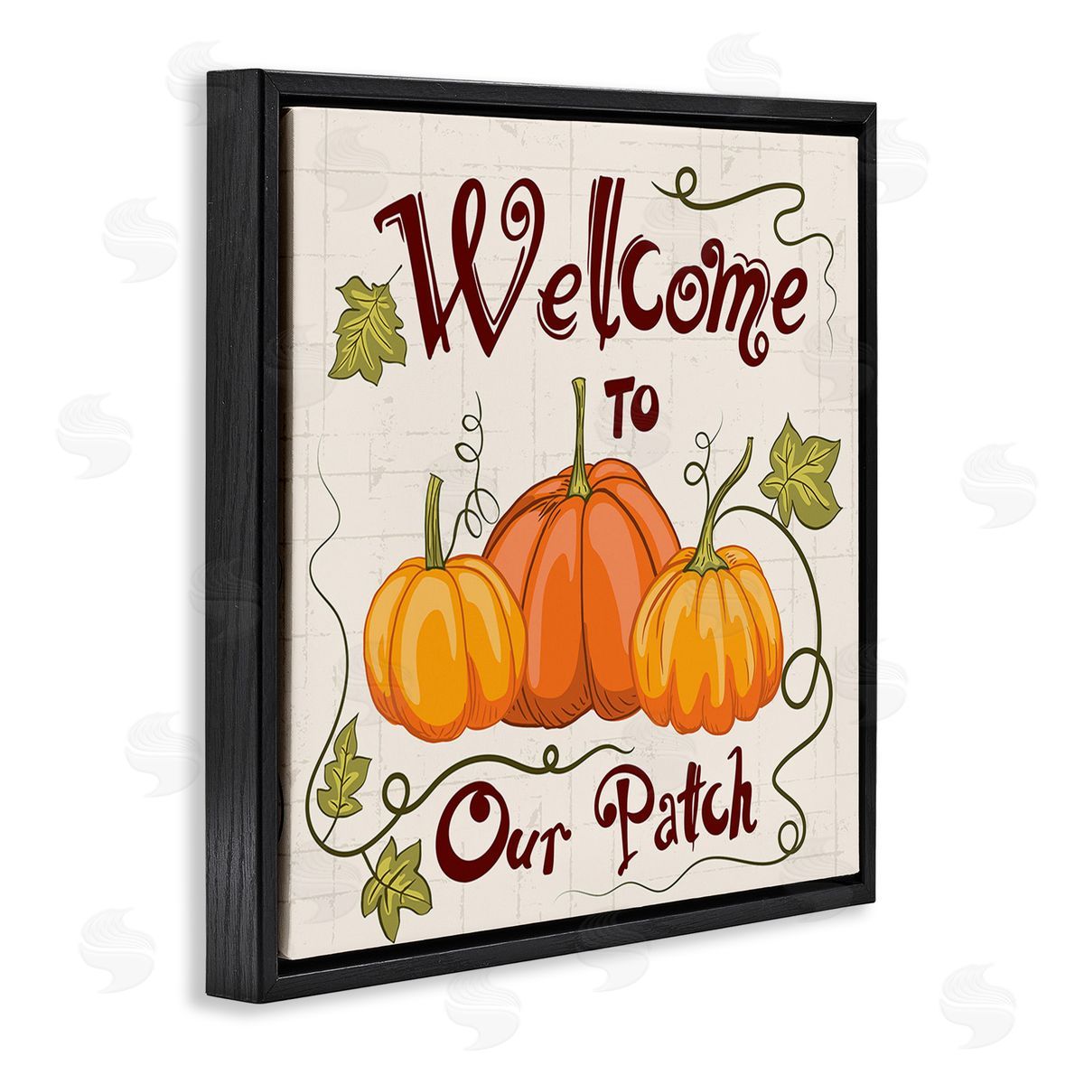 Diane Labombarbe Pumpkin Patch Welcome Black Floating Frame Canvas Wall Art Print