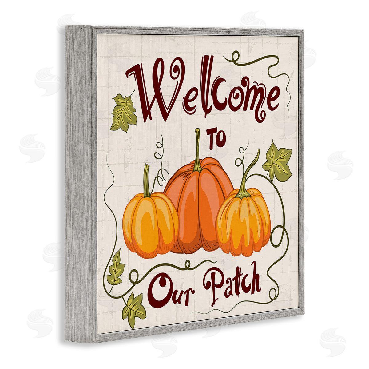 Diane Labombarbe Pumpkin Patch Welcome Gray Framed Giclee Wall Art Print
