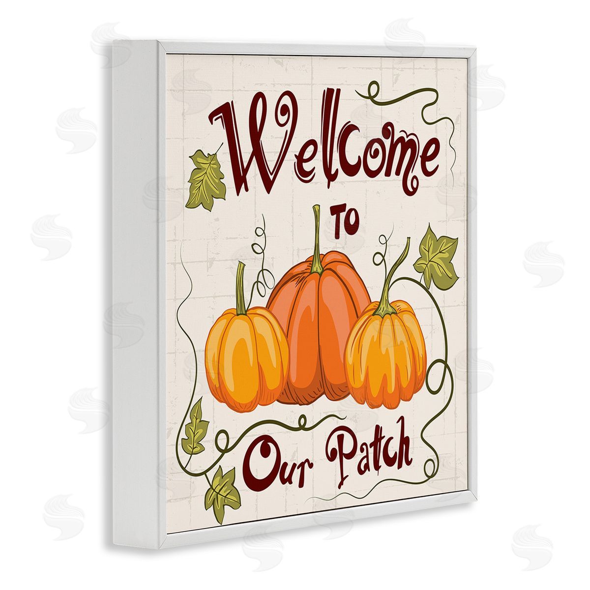 Diane Labombarbe Pumpkin Patch Welcome White Framed Giclee Wall Art Print