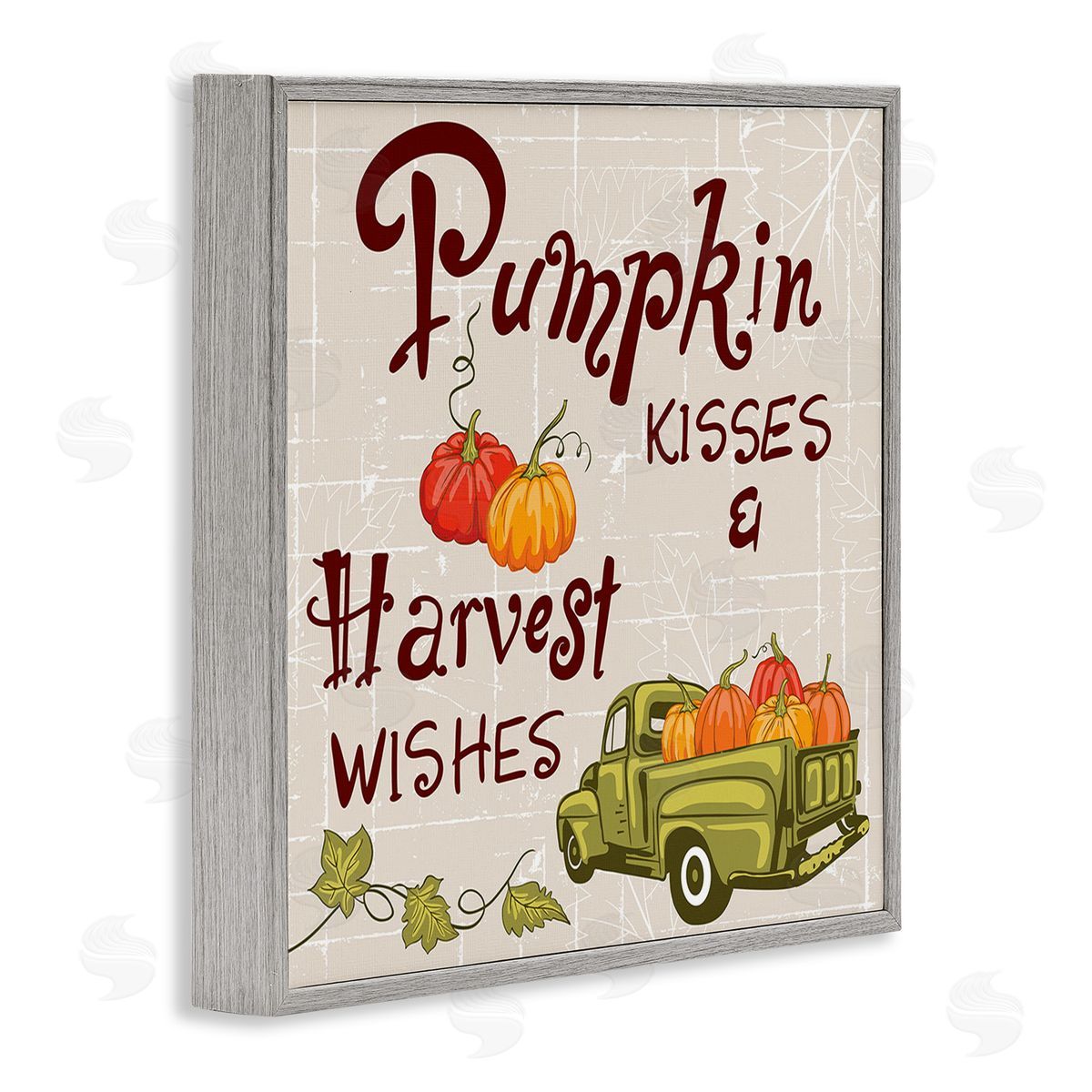 Diane Labombarbe Farmhouse Pumpkin Kisses Gray Framed Giclee Wall Art Print
